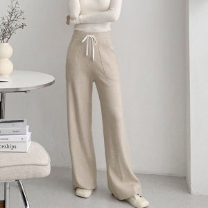 여자 넓은 FW 니트팬츠 큰주머니 고무줄 바지