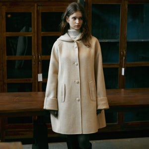 [르니나] VELOUR hoodie handmade half coat_BEIGE