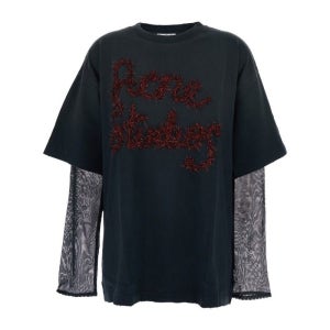 아크네 스튜디오 아크네스튜디오 로고 자수 더블레이어 크루넥 티셔츠 AL0503 AA2