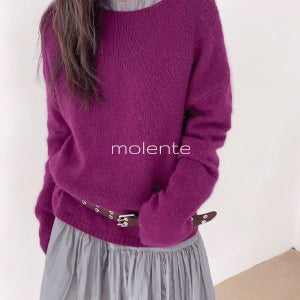 내일도착 라운드니트 [mlt] 루시아 와이드넥 앙고라 울 긴소매 니트