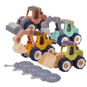 파스텔 나사조립 공사장 중장비 장난감 4p 어린이집교구