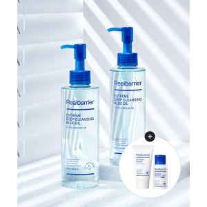 매장정품 REAL BARRIER 익스트림 딥 클렌징 블루 오일 200MLX 2개 (증정 (크림 라이트25ML+토너30ML))