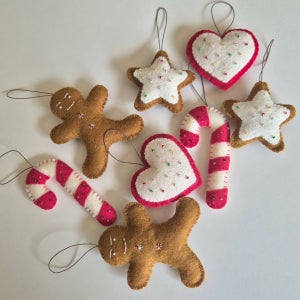 [무료포장]양모펠트 크리스마스 쿠키 오너먼트 4P세트, 공이공간