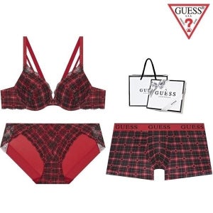 [롯데백화점] 게스 언더웨어 [선물포장] 홀리데이 하트체크 커플속옷세트 GDWBRBPDRB12 LE1220579622