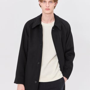 [헤지스 남성] [스테디셀러] 블랙 울캐시미어혼방 발마칸 코트 WHCO4D504BK