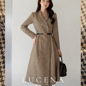[세련미/하운드투스]루세나 체크 벨트 원피스[단독특가]