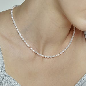 오운 14K 18K 담수진주 컷팅볼 목걸이