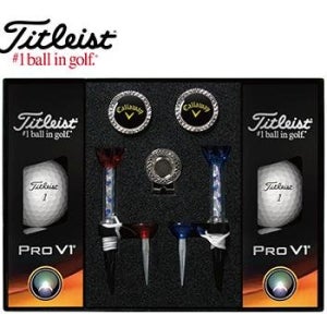 고급패키지제작 타이틀리스트 Pro V1 골프공 6구 실버 볼마커 자석티 세트 관공서 개업 판촉물 기념품 답례품 홍보물품