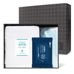 로고자수가능 코로나 생활안심세트 VM401 ㅡ 항균타월 1P 손소독티슈 10매입 마스크 5P 관공서 개업 판촉물 기념품 답례품 홍보물품