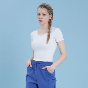 제로 요가브랜드 올데이 크롭 반팔티셔츠 헬스복상의 여자 오프화이트