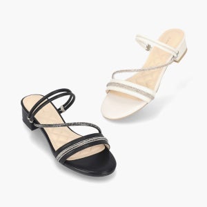 엘칸토 여성 양가죽 핫픽스 스트랩 투웨이 샌들 3cm LCWW39U326