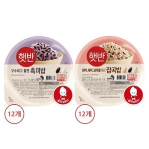 CJ 햇반 흑미밥 210g x12개+잡곡밥 210g x12개