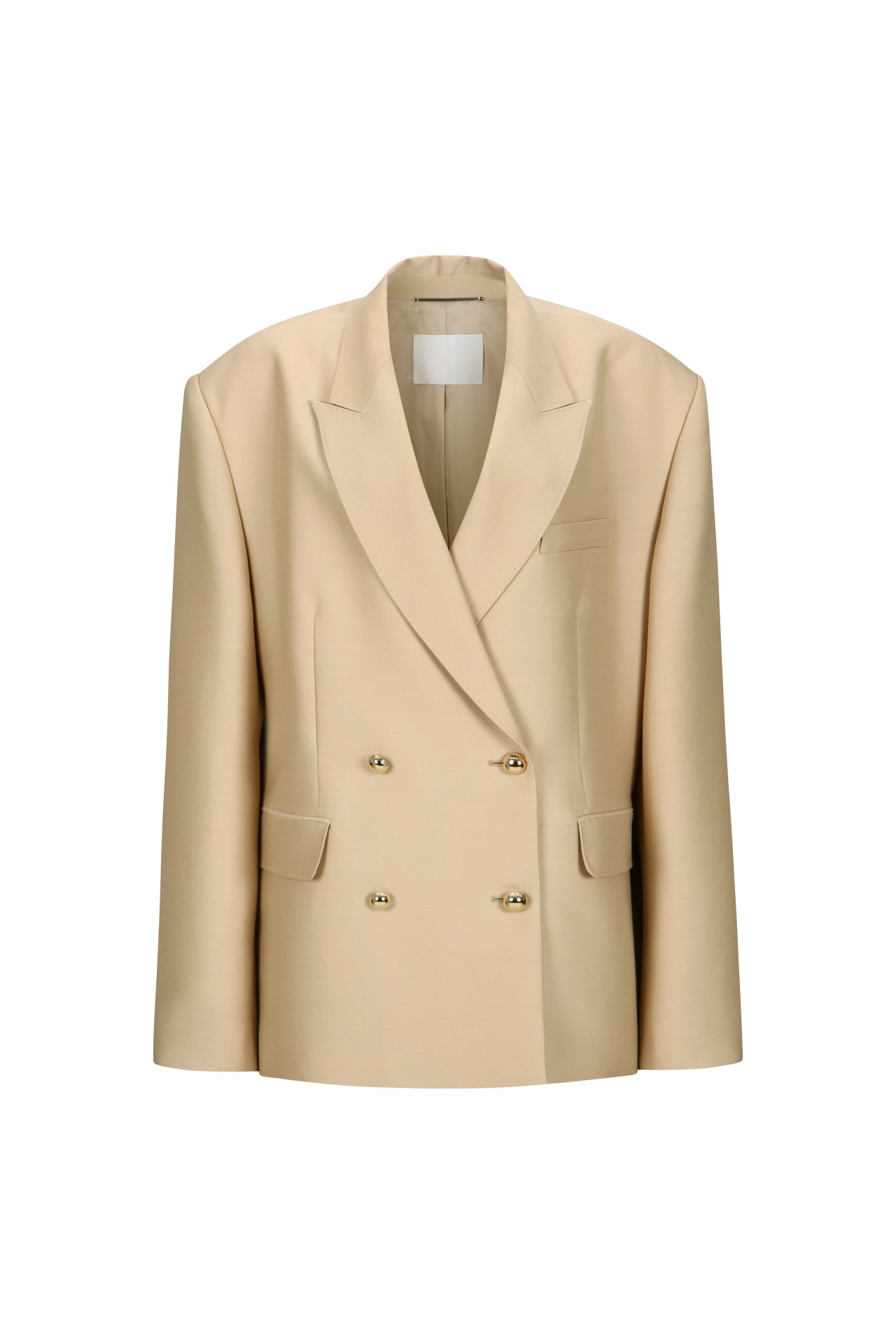 DOUBLE-BREASTED SILK-BLEND BLAZER BEIGE (F24JK1121BE)