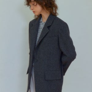 [데이바이데이] Bella Herringbone Scarf Jacket_Charcoal DE3CJK01