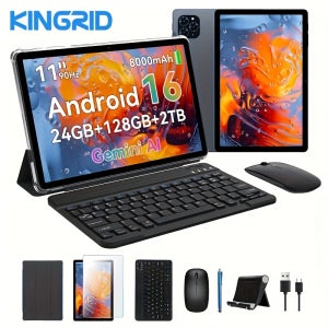 KINGRID T90 16 2025 신형 태블릿, 11인치 HD 대형 스크린 + 1200x1920 IPS 디스플레이, 옥타코어 고성능 CPU, 24(8+16)GB RAM +