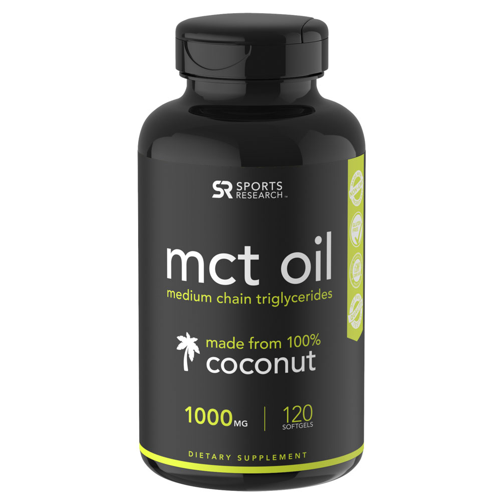 스포츠리서치 <b>MCT 오일 1000mg</b> 코코넛 글루텐 프리 소프트젤  1개  120정