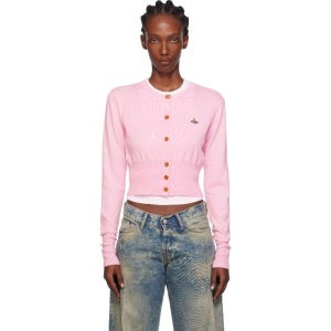 비비안웨스트우드 핑크 베아 크롭 가디건 252314F095001