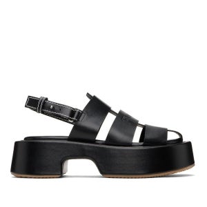 JW 앤더슨 제이더블유앤더슨 블랙 스트라이프 플랫폼 샌들 251477F124001