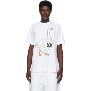 모스키노 화이트 구스 오가닉 코튼 티셔츠 252720M213005