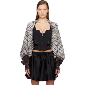 비비안웨스트우드 그레이 디스트레스 타탄 체크 가디건 252314F095017