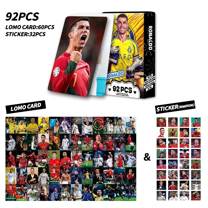 쿠쿠스토어 92PCS 축구 스타 카드 메시 호날두 Mbappé Haaland Jude Bellingham LaCardmine 미니 컬렉션 팬  01 Style 1