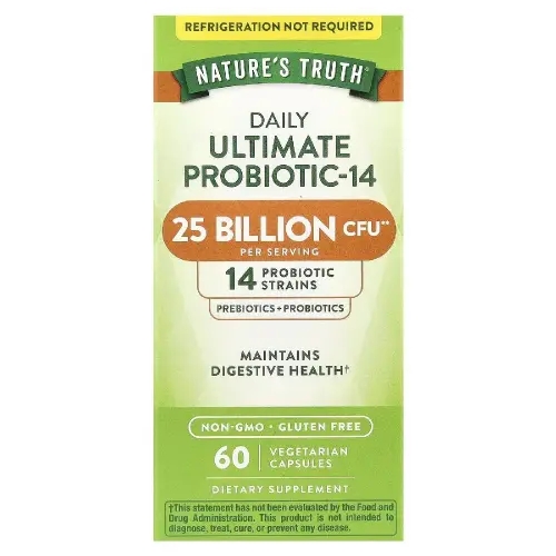 네이처스트루스 유산균 데일리 <b>얼티밋 프로바이오틱-14</b> 250억CFU 비건 캡슐 60정