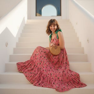 소니아소니아 어깨끈 레드 체크 프리사이즈 끈나시 원피스, 소니아소니아(SoniaSonia)