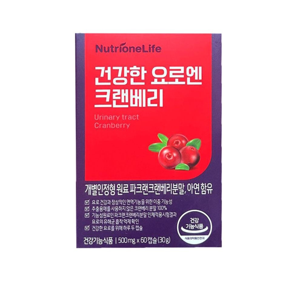 <b>뉴트리원라이프</b> 뉴트리원 <b>건강한 요로엔 크랜베리</b> 500mg x 60캡슐 1개