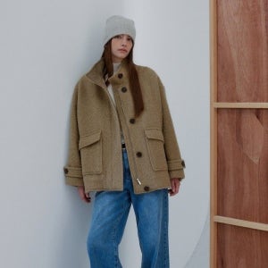 보브 알파카 블렌드 하이넥 하프 코트7155416005 664787