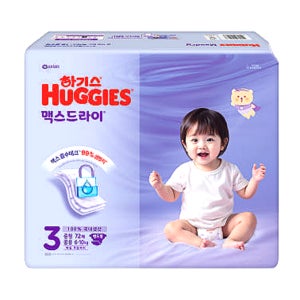 하기스 2025 맥스드라이 공용 3단계 72매X6팩 (밴드형 기저귀) / 중형 국내생산