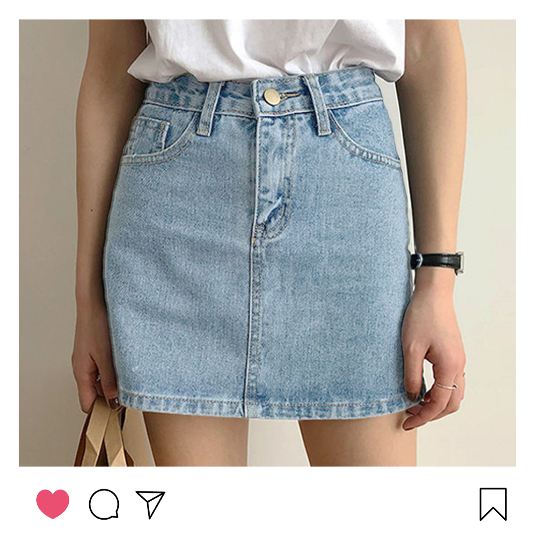 워싱데님 캐주얼 미니 스커트