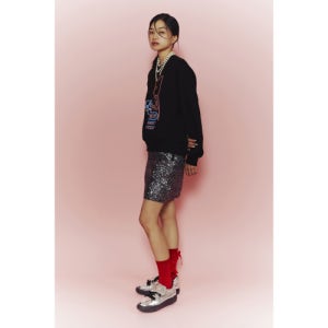[럭키슈에뜨] [Holiday Edition] Spangled Mini Skirt (silver) LFKAS25050SVX LFKAS25050SVX