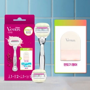 질레트 비너스 올레이 슈가베리 여성용 면도기2up (면도기+면도날 총2개)+거치대 여성제모