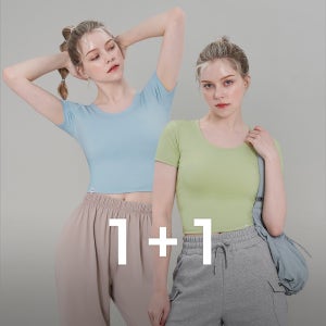 제로 숏슬리브요가복 올데이 요가브랜드 크롭 반팔티셔츠 1+1 기본티