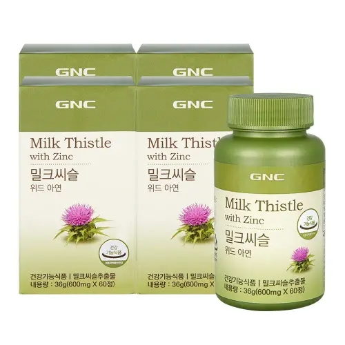 지엔씨 <b>밀크씨슬 위드 아연</b> 실리마린 60정 4개