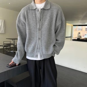 [당일발송][어깨+4cm] 밀러 카라 니트 가디건 (4color)