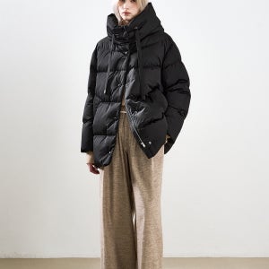 [SYSTEM] 실크 블렌드 퀼팅 푸퍼 구스 다운 점퍼 / SY2FBQOT014W_BK