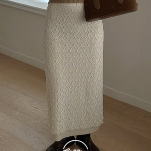 오드리 더블레이어 레이스 니트 스판 롱 스커트 (3 colors)