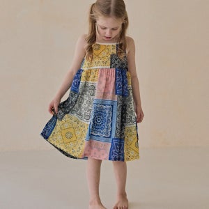 [110 사이즈만] 페이즐리 끈나시 쿨링 원피스 (옐로우,퍼플)