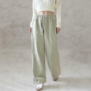 (현대Hmall) 여성 넓은 트윌 탄탄한 조거 면원단 팬츠