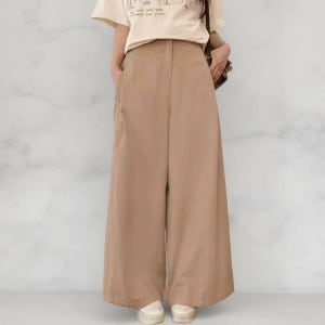 (현대Hmall) 여성 핀턱 원컬러 넓은 코튼 뒷밴드 팬츠