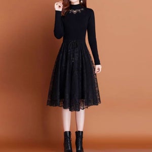 까르죠아 레이스스커트 니트원피스 50대여성의류 40대여자옷 미시
