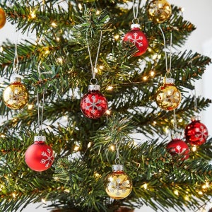 [모던하우스] 오너먼트 볼 믹스세트 눈송이 레드골드 미니 9P