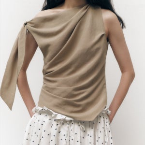 [솔티페블] LINEN DRAPING TIED BLOUSE [BEIGE] SK1C2MSV21BEG