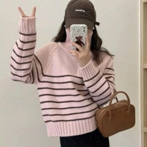 [잇백잇슈] 단가라반집업니트 포근 캐주얼 보온 방한