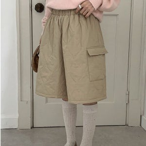 크롭팬츠 [편한핏⚡] 헤이디 카고 누빔 퀼팅 반바지 PT2592가을 간절기 겨울 일자 와이드 밴딩 패딩 기본 베이직 건빵 하객룩 데이트룩 연말 모임룩 크리스마스룩 오피스 출근룩 골