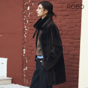 로보 25FW 리버시블 넥벨트 더블 하프 무스탕