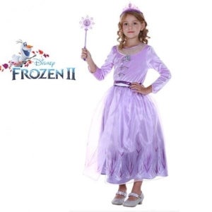 (사이즈 S,M,L)겨울왕국2 엘사 바이올렛 코스튬 여아드레스 왕관 봉