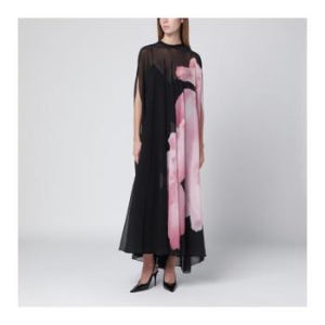 알베르타페레티 ALBERTA FERRETTI Black silk dress with orchid print 04785149/X