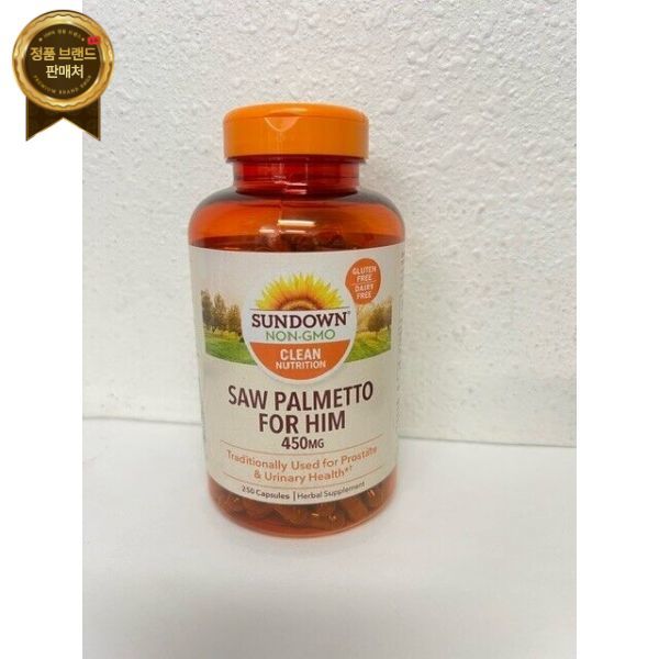Sundown Naturals Saw Palmetto for Him <b>450mg</b> 소변 건강 250캡슐 Exp 2026